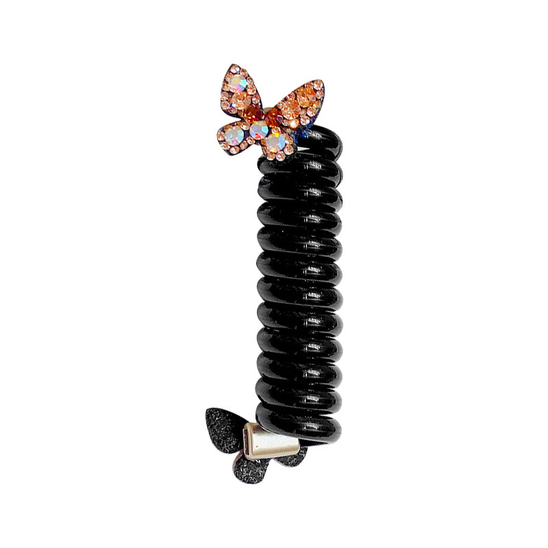Niña strass flores amor mariposa tiara línea telefónica rizo no daña cuerda de pelo elástico alto rizo de pelo Item Picture