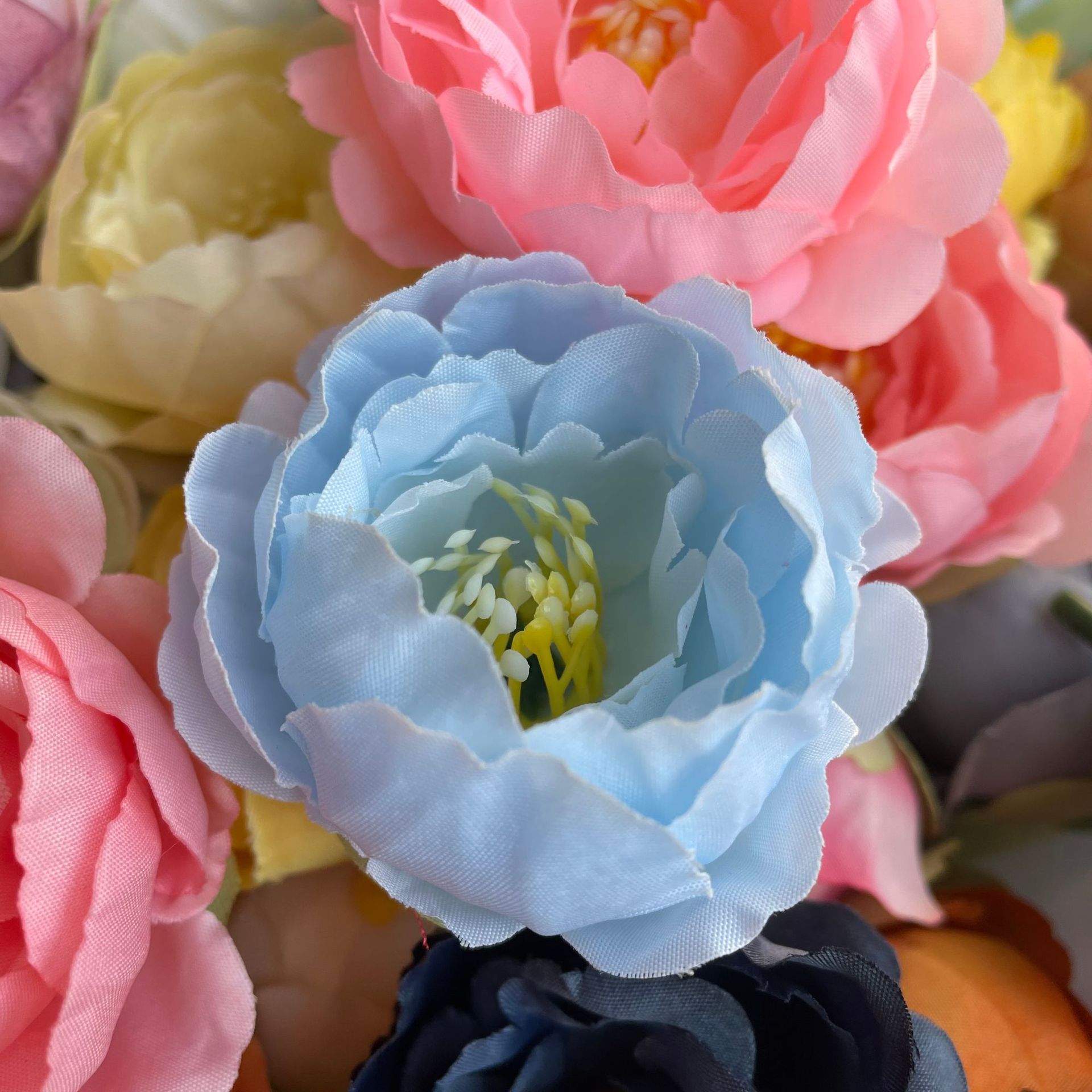 仿真花头diy材料包手工簪花发箍假玫瑰花头跨境绢布假花单朵批发详情16