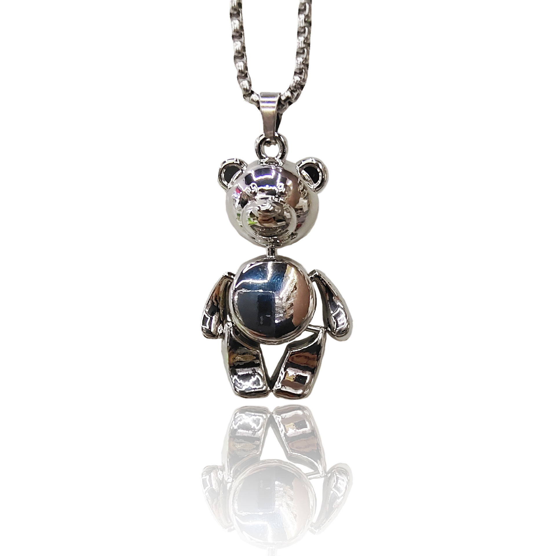 Net Red Men's Necklace Cute Pot-Bellowed Bear Necklace Sweater Chain Alloy Hip Hop Stainless Steel Necklace Wholesale details Picture