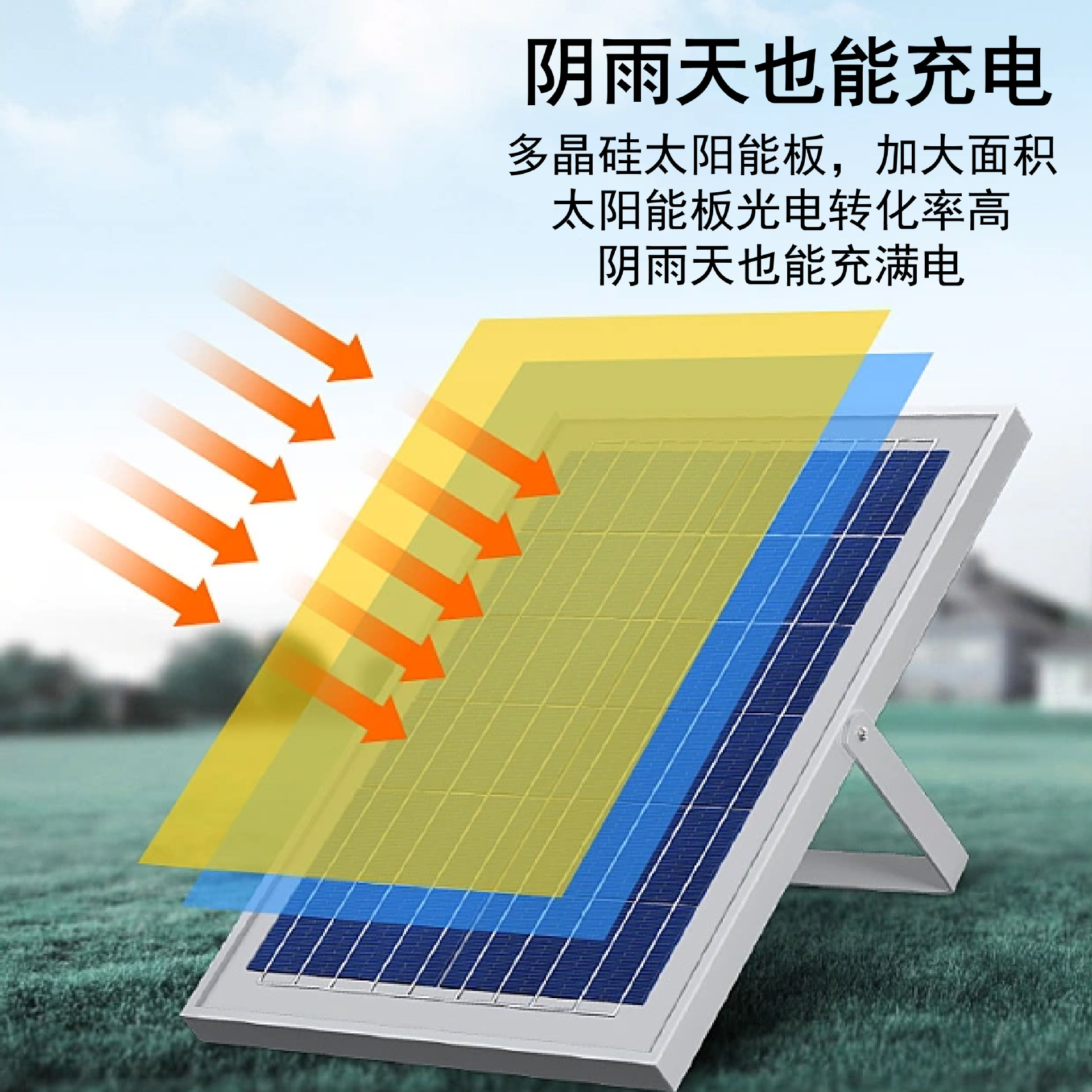 Solar Light Household Outdoor Garden Light New Rural Photovoltaic Street Light Led High-Power Floodlight Super Bright Waterproof Specification drawing