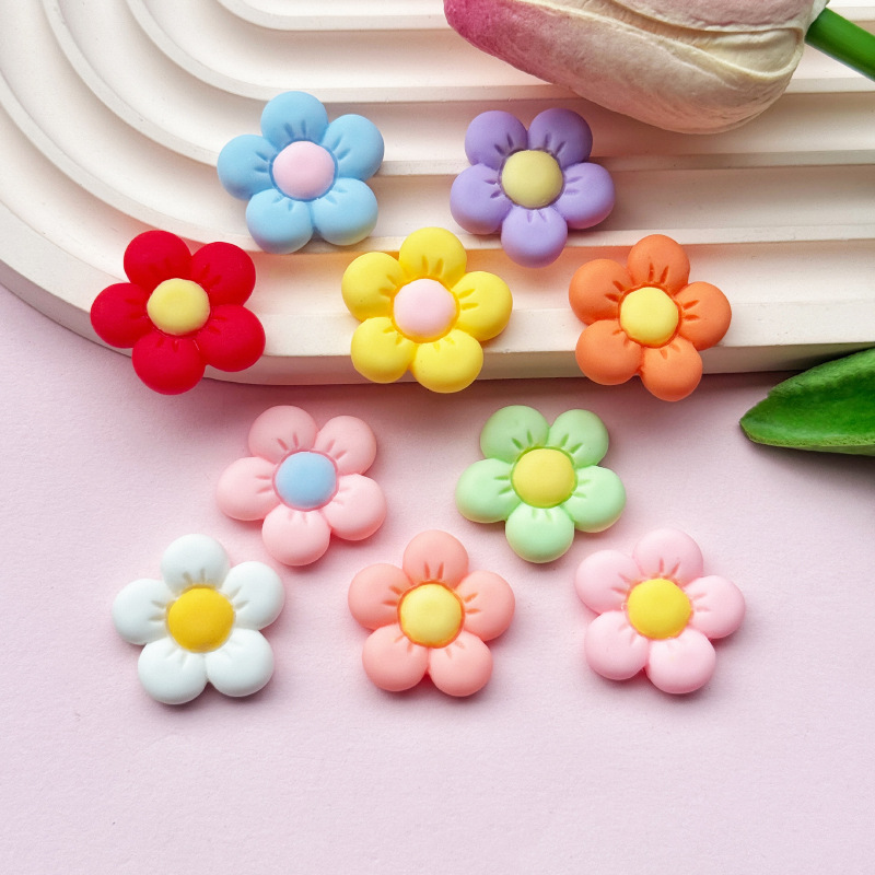 Matte five-petal flower series resin diy jewelry accessories, phone cases, crocs, patches, hair clips, hair accessory materials Specification image