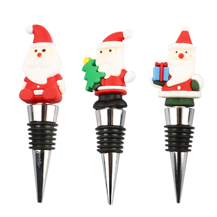 In-stock Christmas wine stoppers, Santa Claus wine stoppers, PVC high-end material wine bottle stoppers, champagne stoppers details Picture