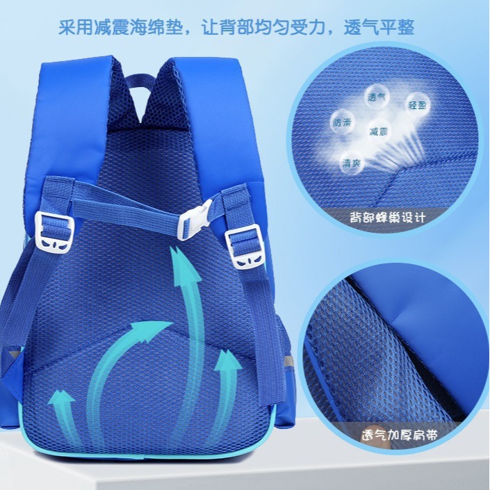 A new lightweight and breathable backpack for children's travel, featuring cartoon cars for kindergarten boys and small, medium and large classes details Picture