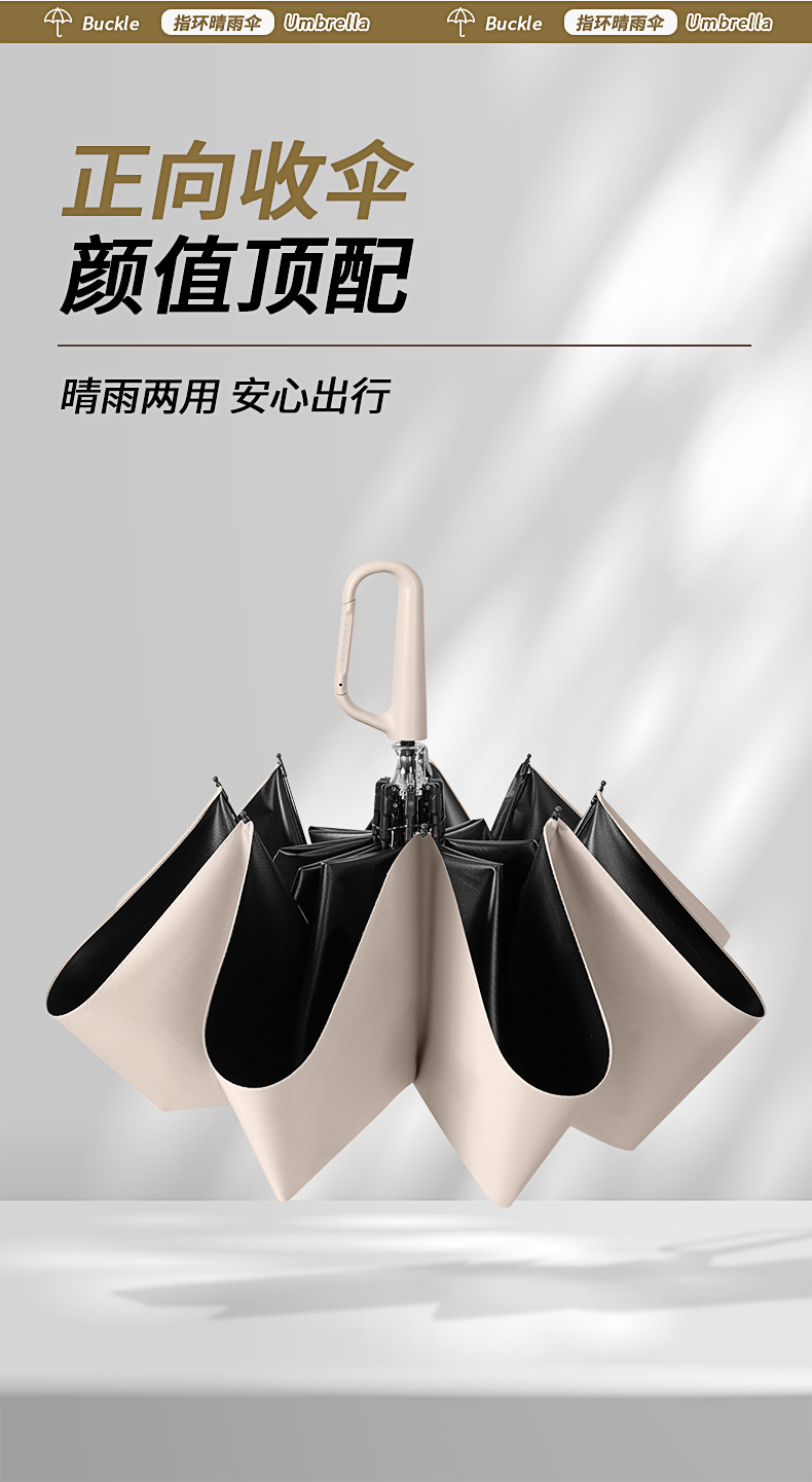 21寸环扣8骨手动折叠晴雨两用伞大号挡风雨伞双人防紫外线遮阳伞详情4