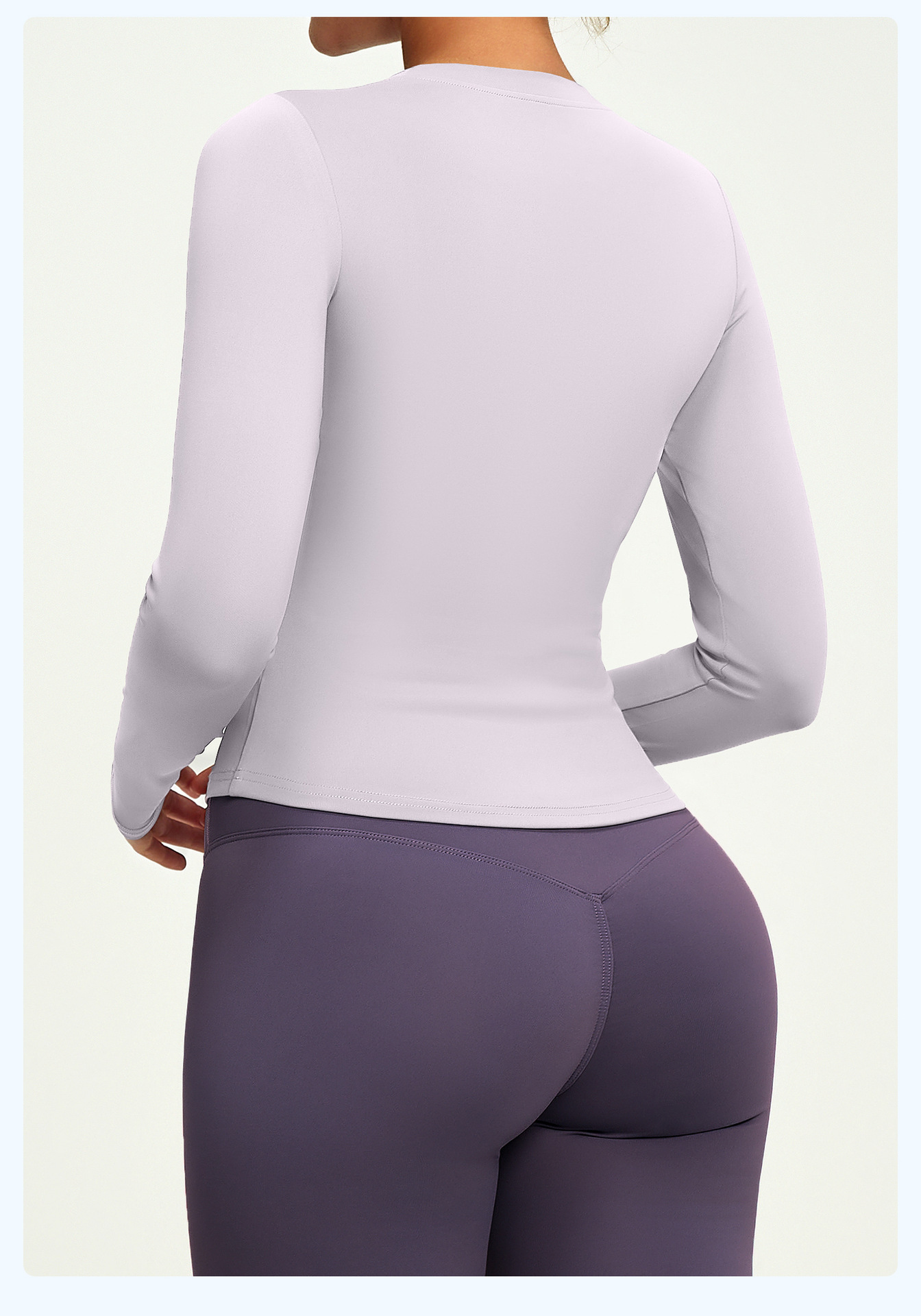 新款修身瑜伽服女士纯色防晒高弹塑身衣健身长袖跑步透气运动上衣详情24