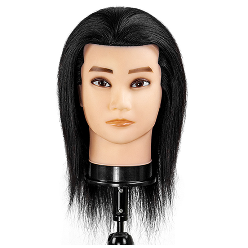 Men's real hair model, wig, model head, men's hairdressing practice and teaching head, dyeable and perming dummy head factory wholesale Item Picture