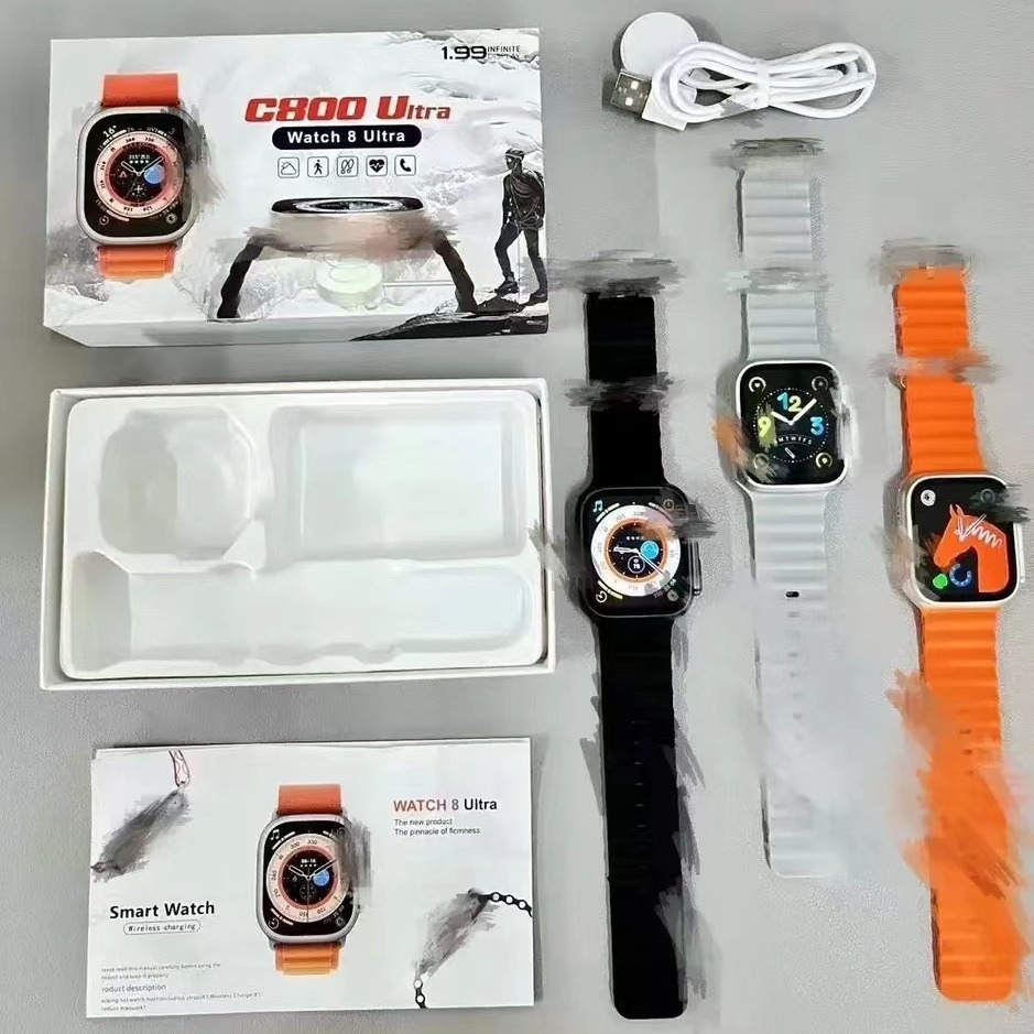 C800Ultra smartwatch, T800Ultra wireless charging, Bluetooth call, heart rate and blood pressure measurement sports watch