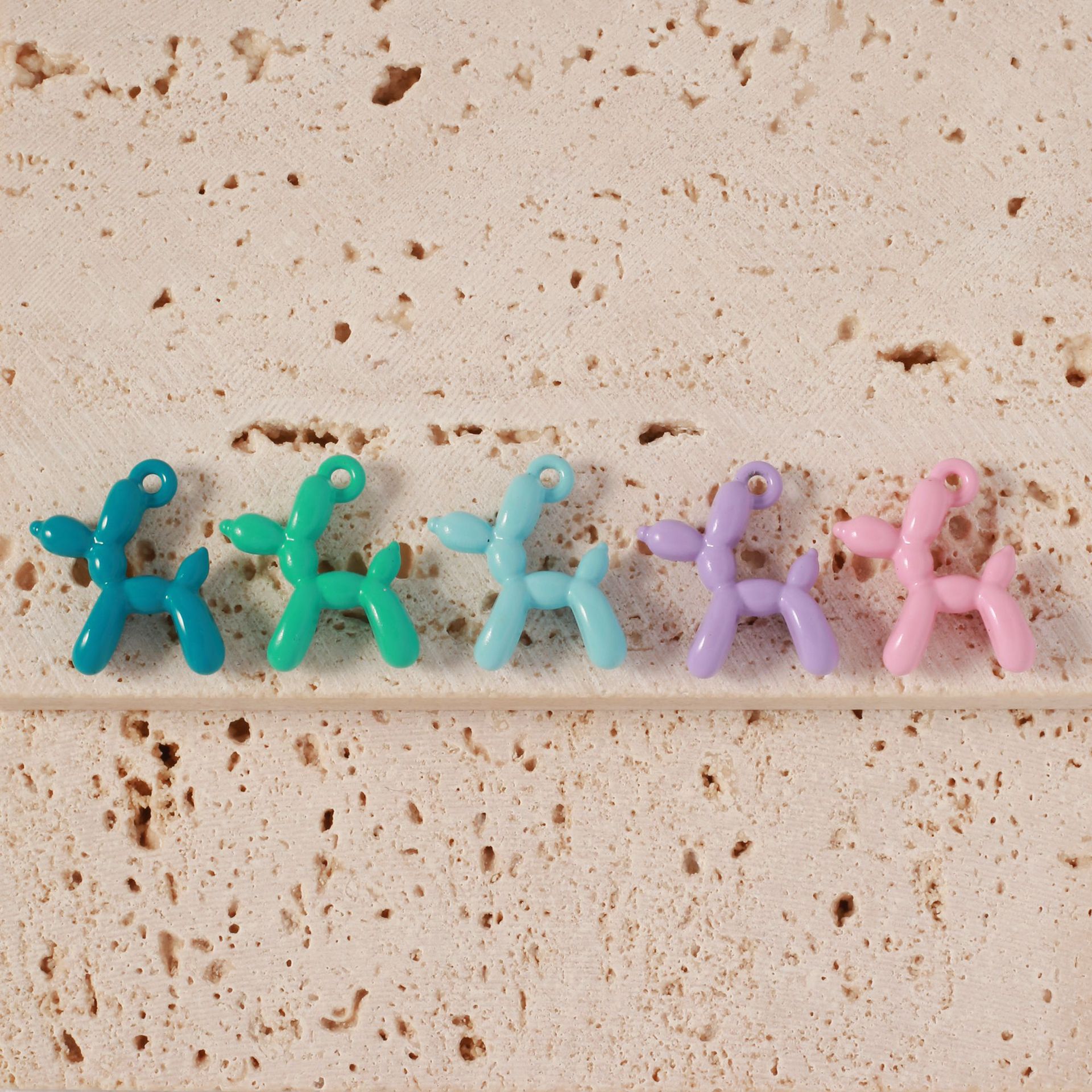 Wholesale of simple candy-colored cartoon balloon dog earrings, alloy pendants, ins semi-finished products, diy jewelry accessories details Picture