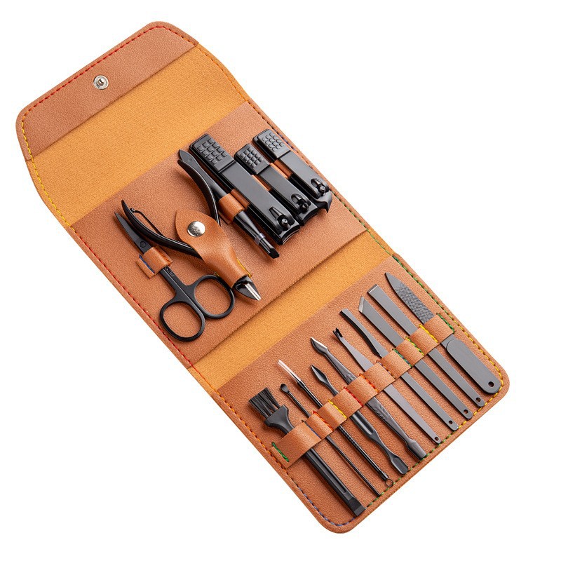 New 16-piece set of beauty pliers, nail clippers, stainless steel nail clippers, pedicure and nail care tools, box and bag Specification image