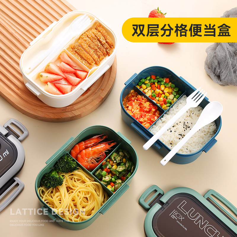 Double-layer portable student lunch boxes, office worker compartments portable lunch boxes, household adult lunch boxes manufacturer wholesale details Picture