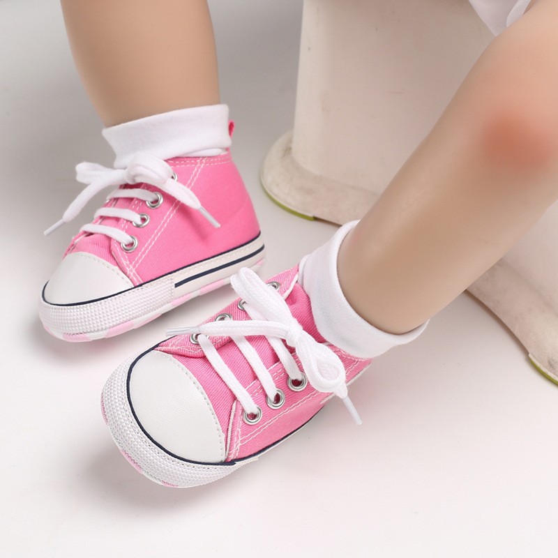 Baby shoes, cross-border bestsellers, lace-up canvas shoes, soft-soled babyshoes, babyshoes, light and comfortable Specification image