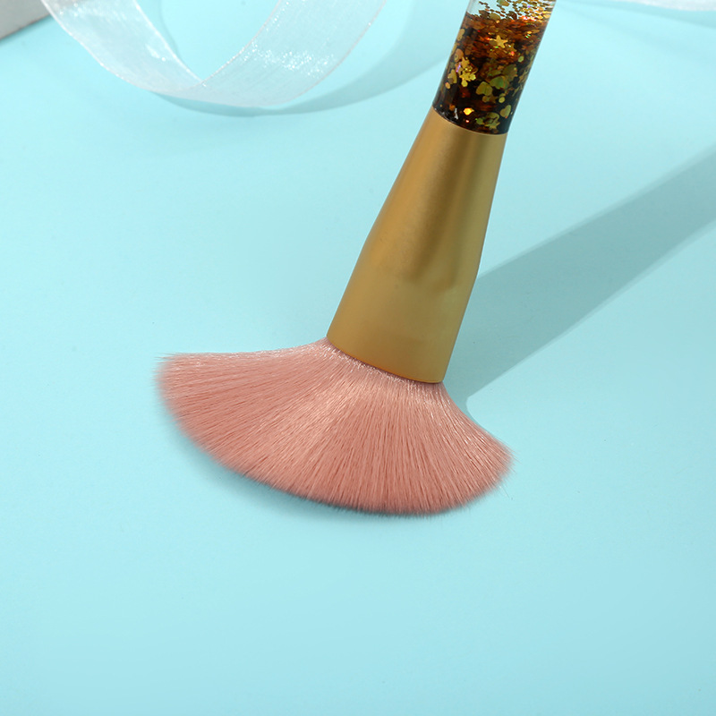 Creative 5-piece transparent liquid flowing sand handle makeup brush, sequin fine glitter eyeshadow brush set, cross-border makeup tools Specification image