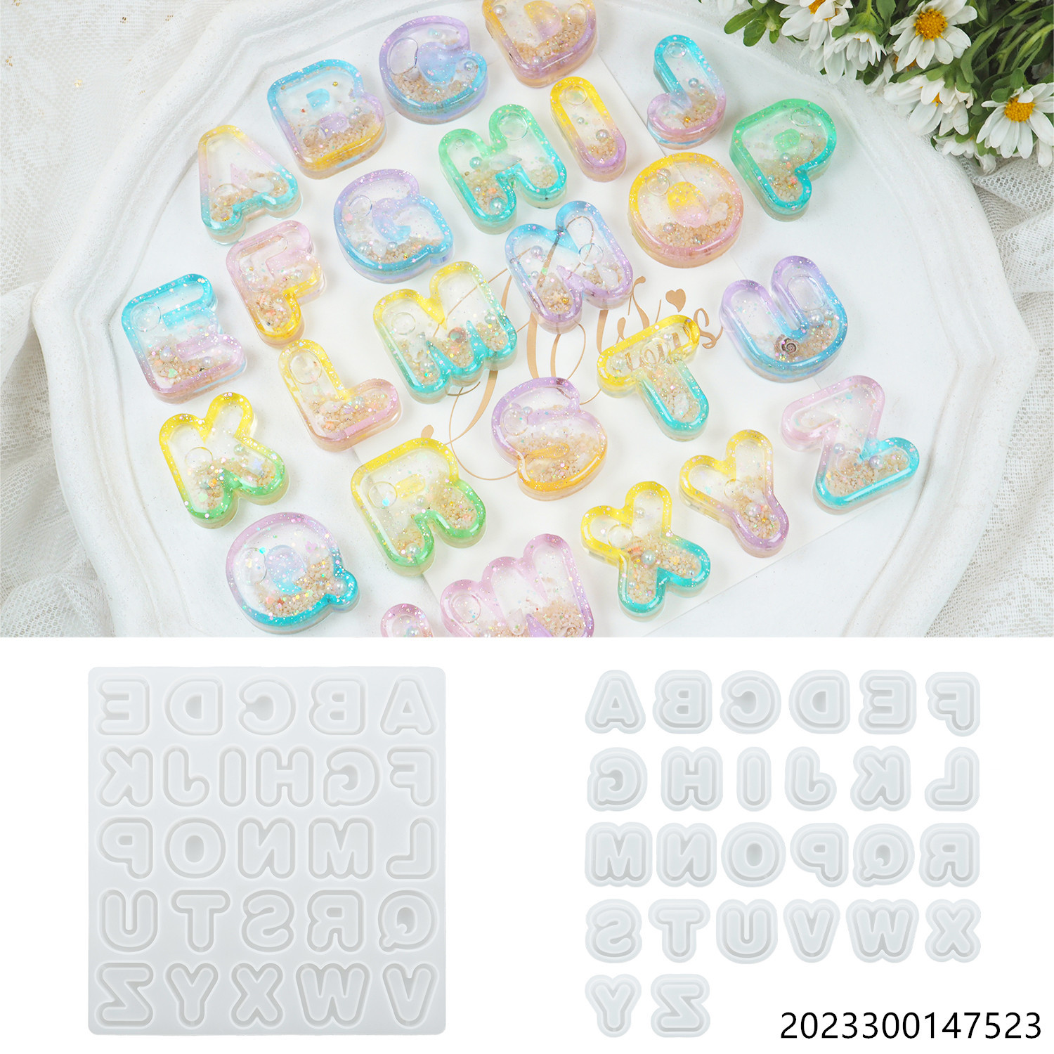 diy水晶滴胶环氧树脂流沙英文字母入油摇摇乐镜面硅胶模具