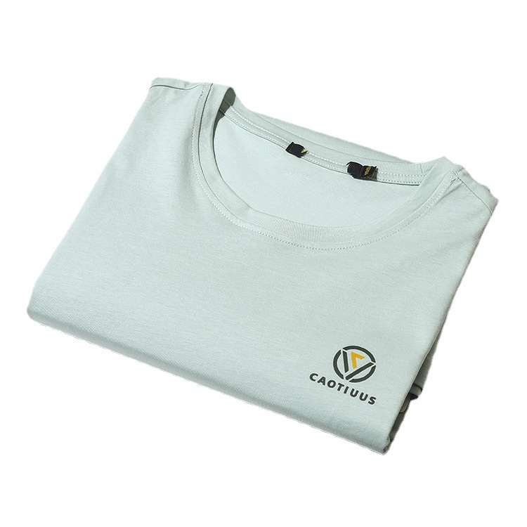 Refreshing summer! Energetic and versatile! Brick cabinet cutting and mounting summer men's round-neck casual short-sleeved T-shirts Item Picture