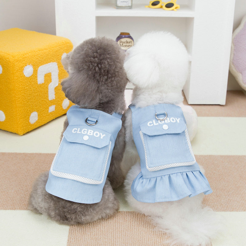 春夏装新款宠物衣服背包公主裙小型犬衣服泰迪背带裙24狗狗情侣装