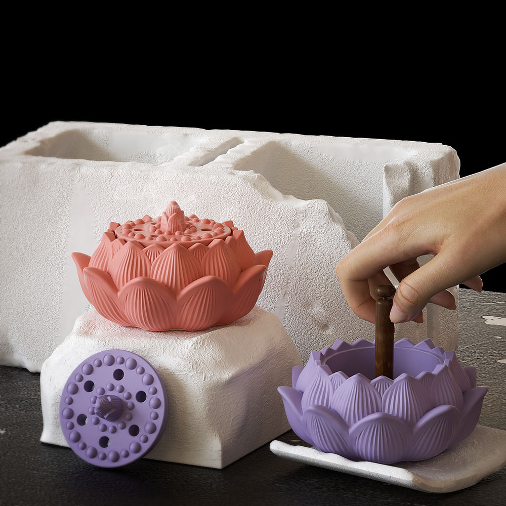 diy resin resin lotus storage box, gypsum aroma diffuser jar, candle cup, aroma diffuser, silicone mold, handicrafts, ornaments, handicrafts Application Scenario