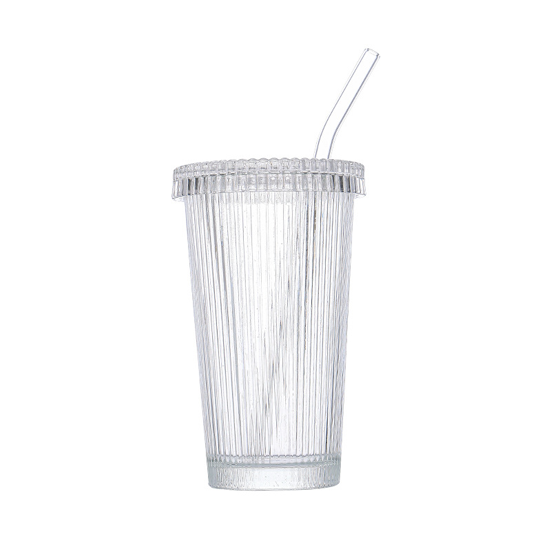 Sundi Amazon Glass Household Vertical Stripe Juice Cup Milk Tea Coffee Drink Glass Cup Cup Tea Wholesale Item Picture