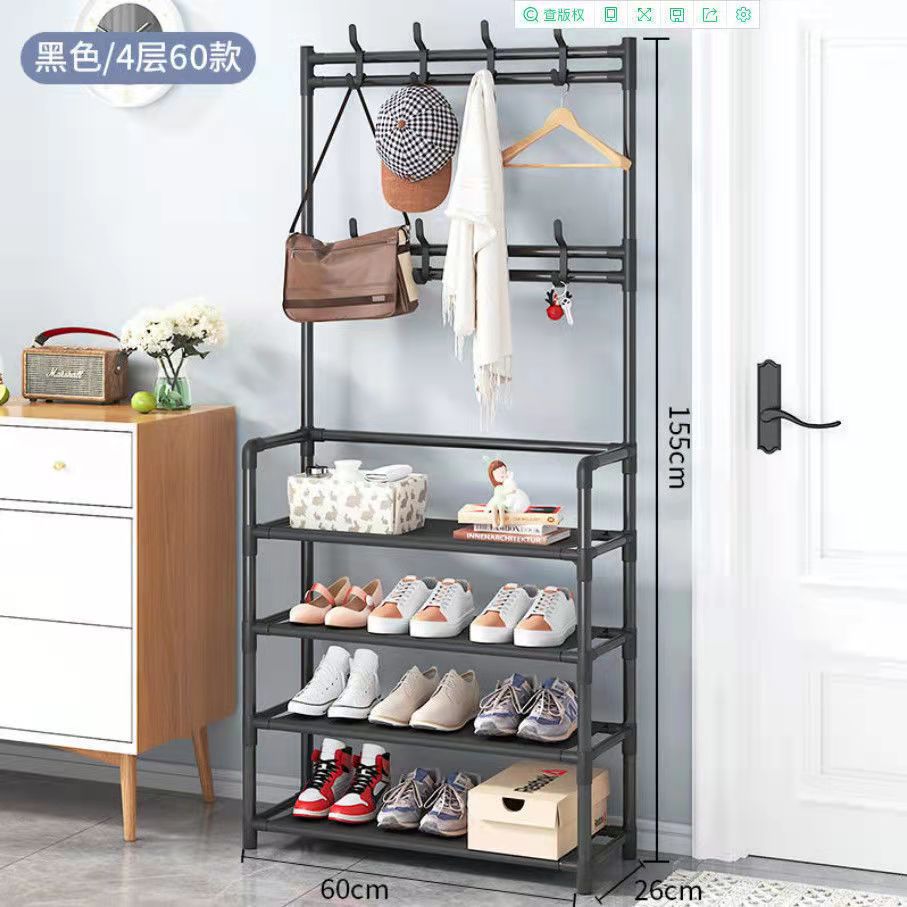 Entrance hall storage shoe rack, simple shoe and hat rack, floor coat and hat rack, integrated combination rack, bedroom and living room coat and hat rack Specification drawing