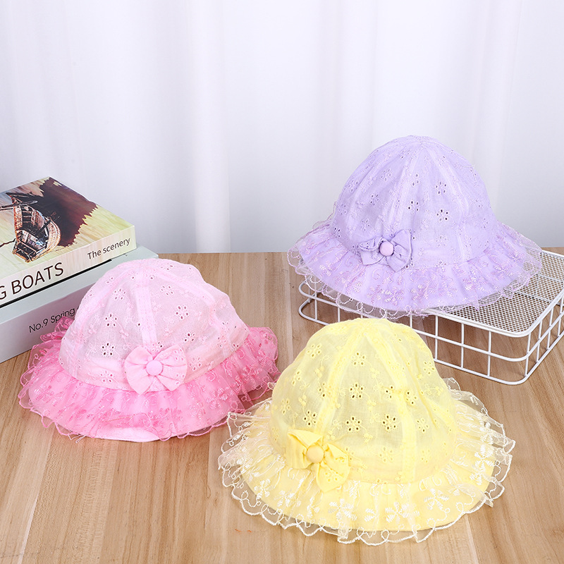 Children's Hat Children's Fisherman's Hat Princess Hat Visor Summer Children's Embroidered Hat Baby Lace Hat Girl's Fisherman's Hat Baby Net Hat Sun Hat