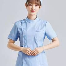 护士服小褂短长袖粉蓝白色药店服偏领小褂护理院工作服女修身医院