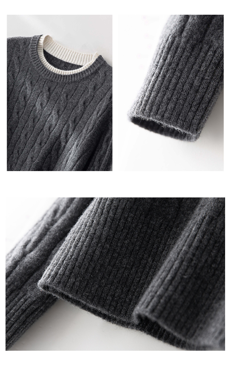 Wool two-piece round-neck pullover knitted sweater, a new retro braided short-sleeved fashionable outerwear for autumn/winter 2025 pic 17