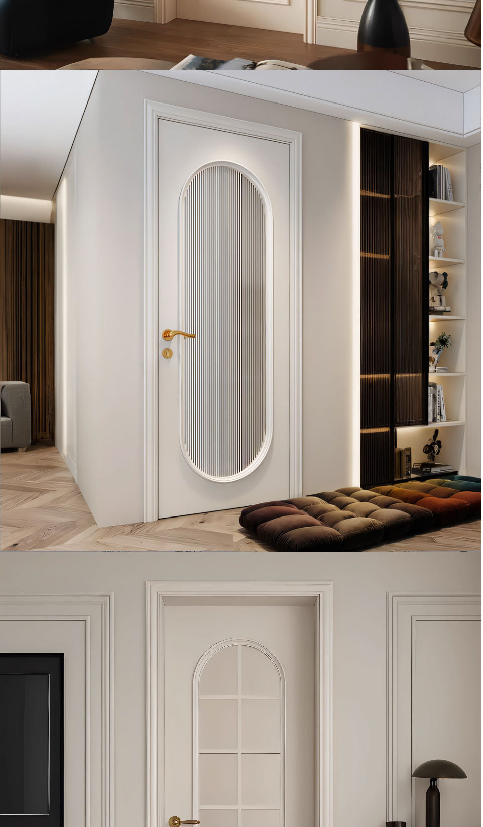 Mofan high-end white French lacquered bedroom door complete set installation, home door, interior complete set of cream wood door pic 16