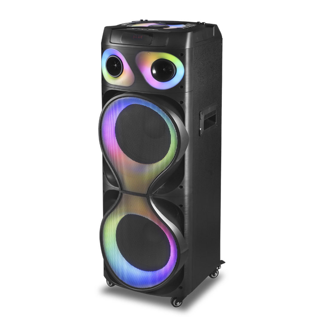双12寸喇叭木塑结合户外蓝牙音箱大功率party移动bluetooth音响白底实物图