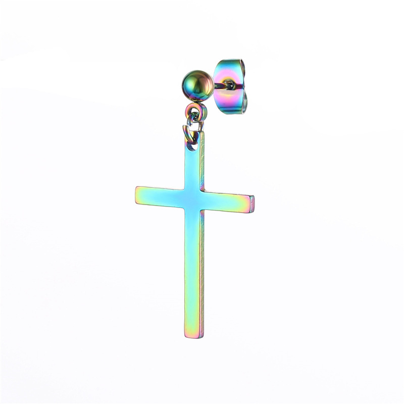 Korean bestsellers, personalized and fashionable titanium steel ear studs, men's trendy large cross earrings, cool and stylish stainless steel earrings details Picture