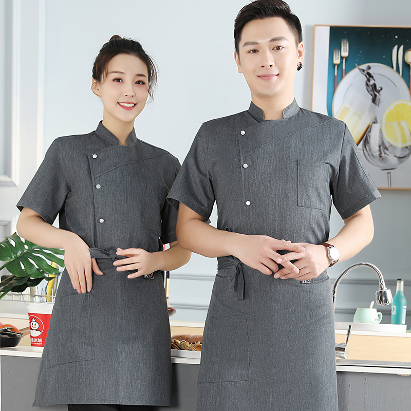 Hotel Chef Work Clothes Men And Women Long Sleeve Short Sleeve Autumn And Winter After Kitchen Baking Chef Dress Set Printed Logo details Picture