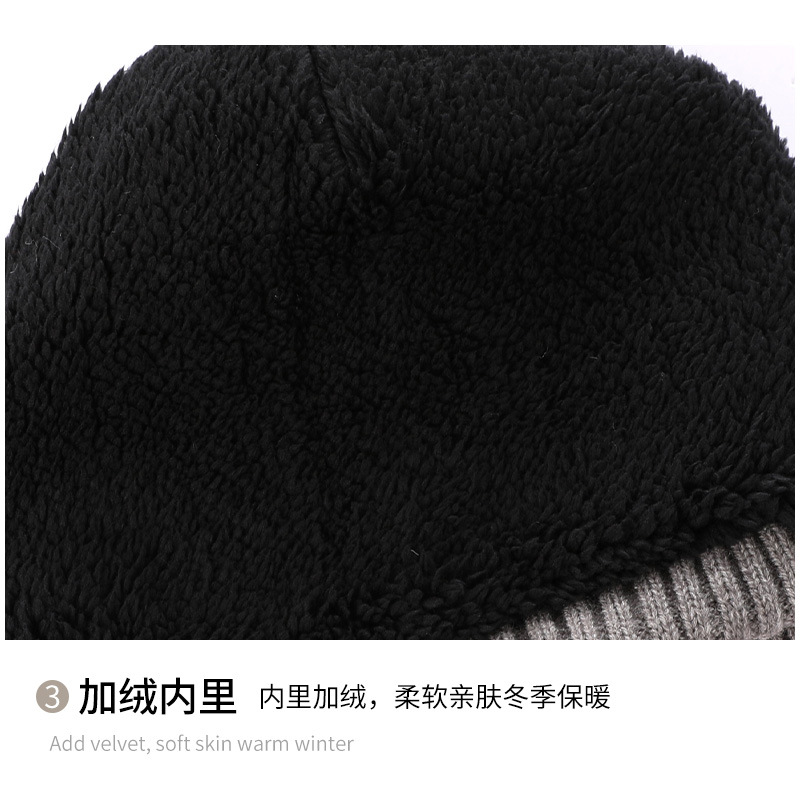 Wool And Thick Knitted Hat Gloves Bib Three-Piece Alpaca Wool Blended Warm Wool Hat Cross-Border Foreign Trade Specification drawing