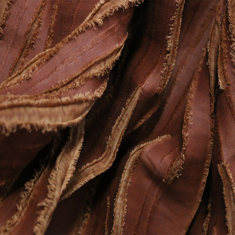 丝麻红云纱布料 宽幅重磅真丝剪花红莨植物染色非遗设计师面料图