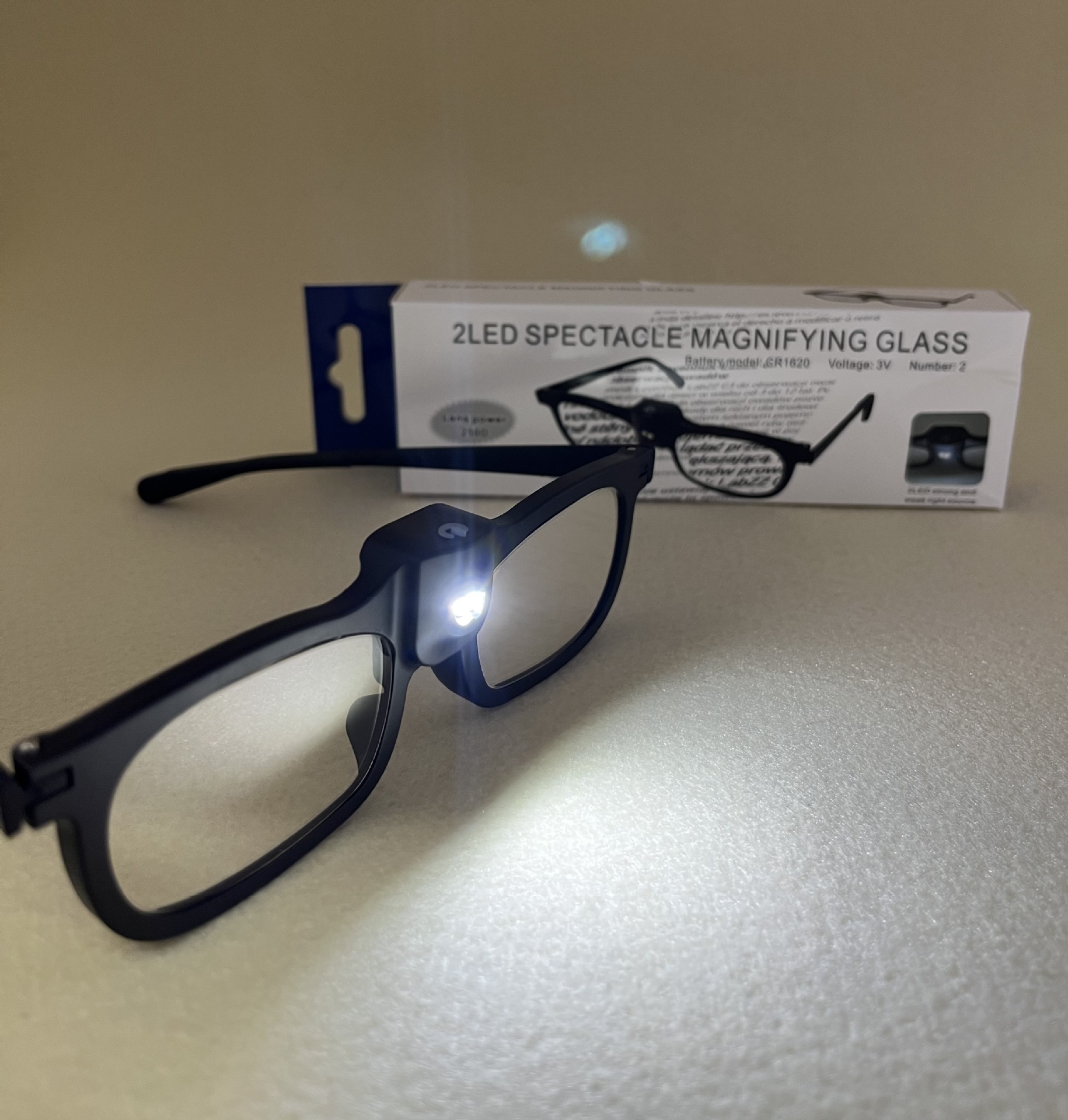 New Product 19156-3A glasses with 2LED light magnifying glass 250-degree reading glasses for the elderly to read, fish and cross borders