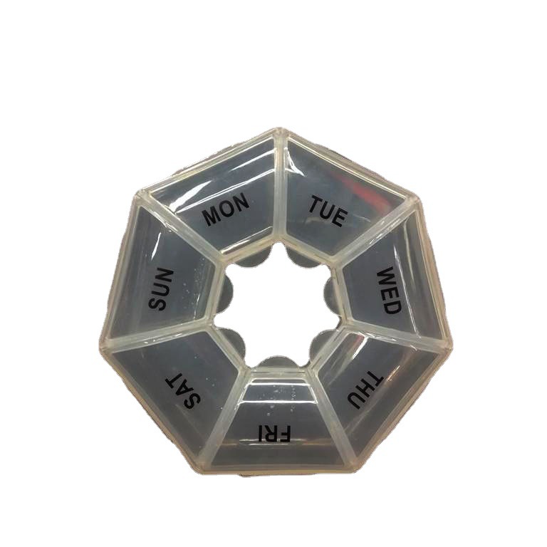 7 Days Transparent Circular Medicine Box Large Capacity Health Care Product Box A Week Hepagon 7 Medicine Box Rs-600027 Specification drawing
