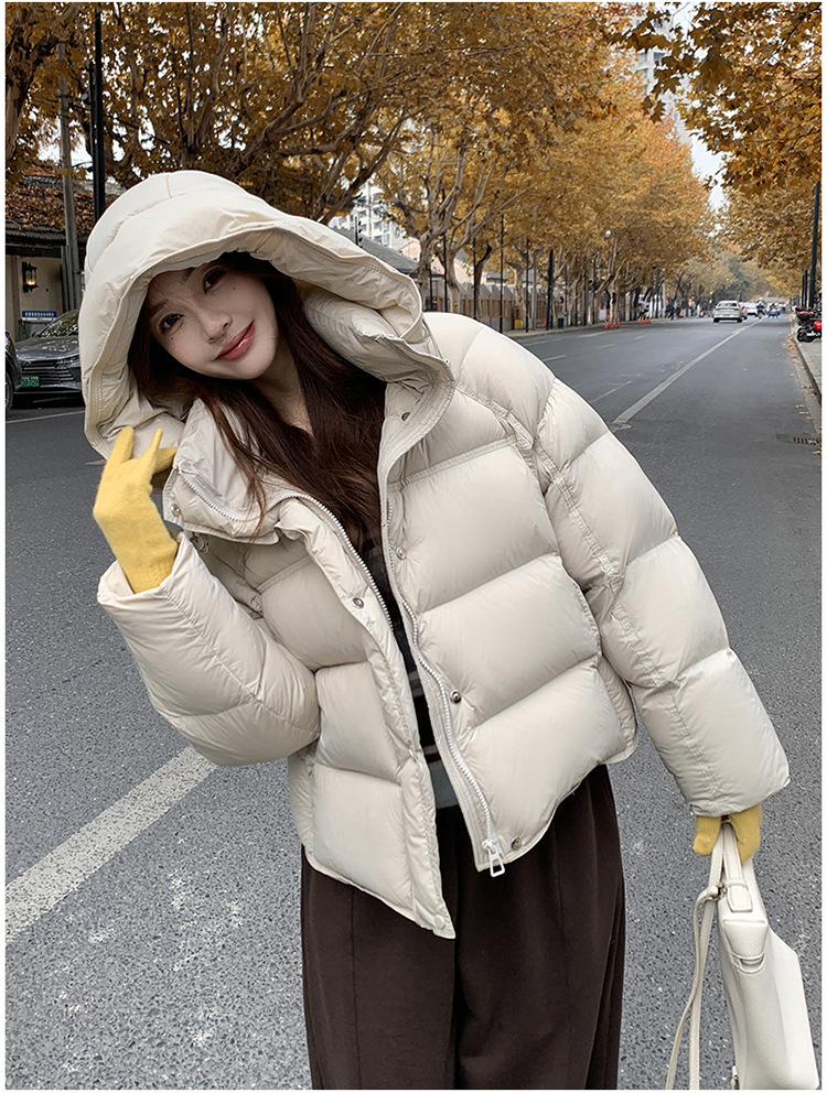 裳初90白鸭绒泡芙羽绒服女2025新款连帽面包服加厚羽绒外套平湖详情39