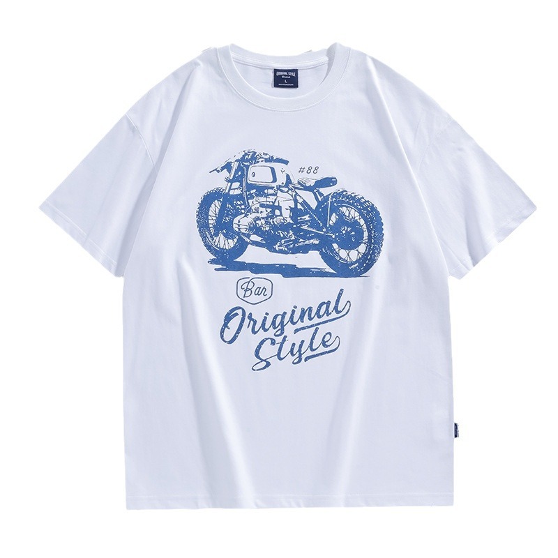 Furukawa Men's Wear: 260-gram heavy-duty short-sleeved T-shirt, summer personalized printed versatile loose large-sized retro T-shirt Item Picture