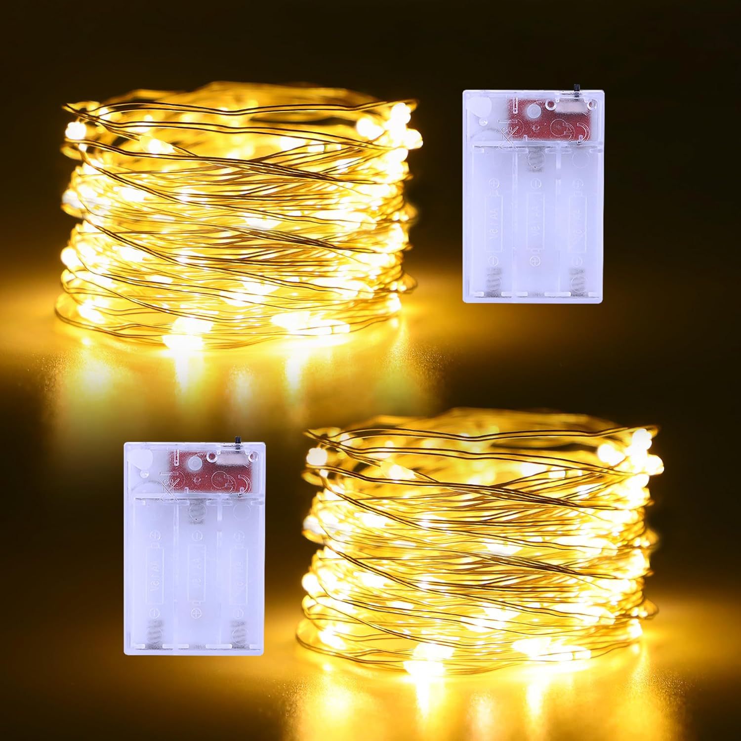 Wholesale of led copper wire lights, battery box lights, string lights, light-emitting light strips, corrugated ball string lights, handicrafts, wound copper wire colored lights details Picture