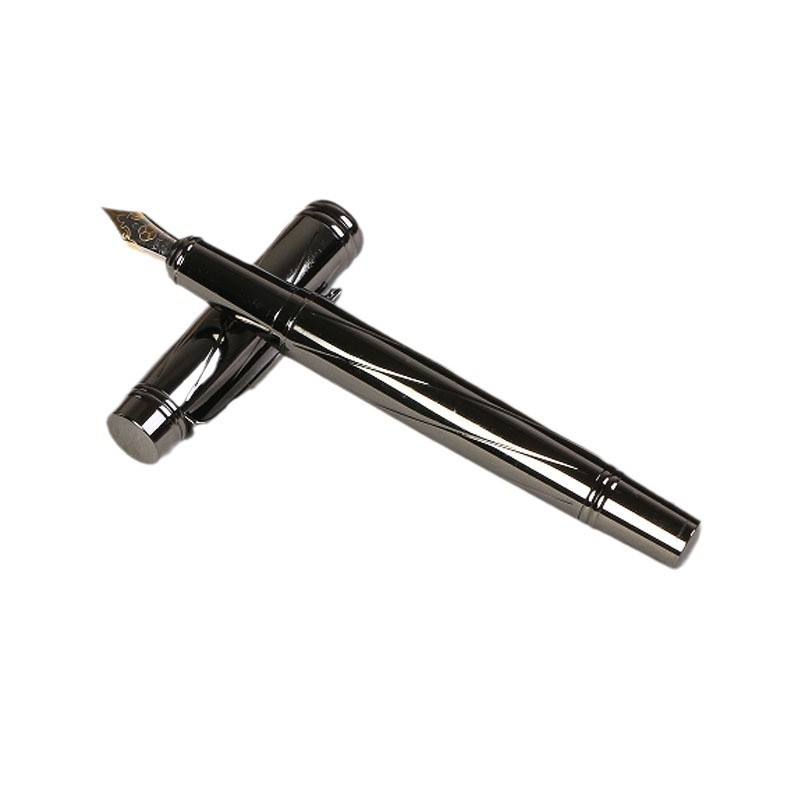 Wholesale of stationery pens in stock, metal engraved fountain pens, electroplated guns, gray, heavy and stylish gift pens Item Picture