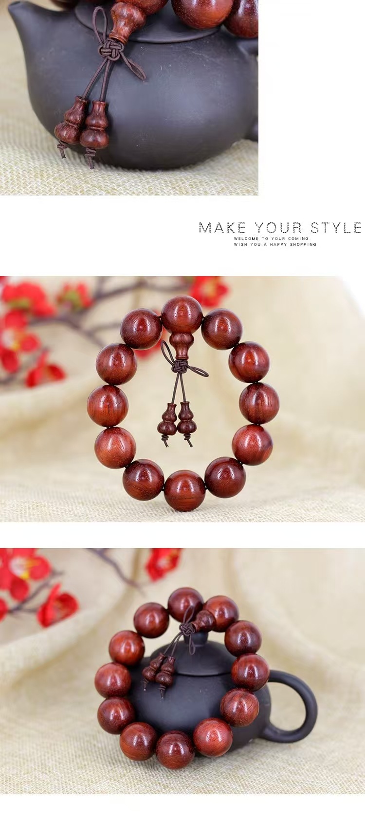 Factory supply: Small-leaf red sandalwood, a substitute for red sandalwood and red rosewood, wholesale of bracelets, necklaces, street stalls, jewelry, and accessories pic 3