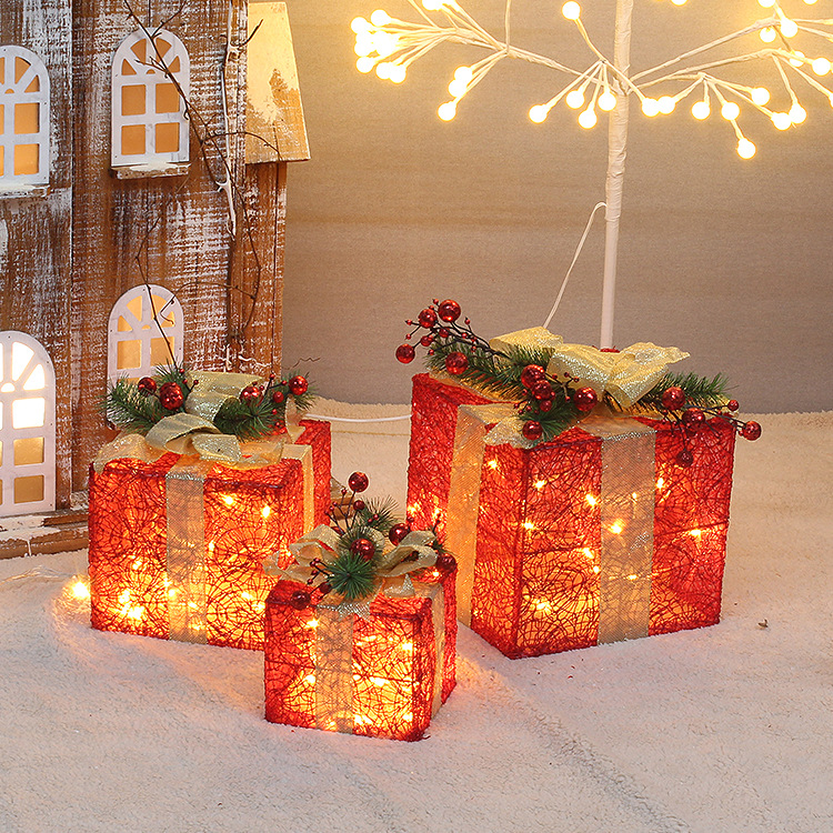 Christmas Decorations Christmas Gift Box Three-Piece Set Stacking Christmas Gift Bag Scene Layout Under The Christmas Tree details Picture