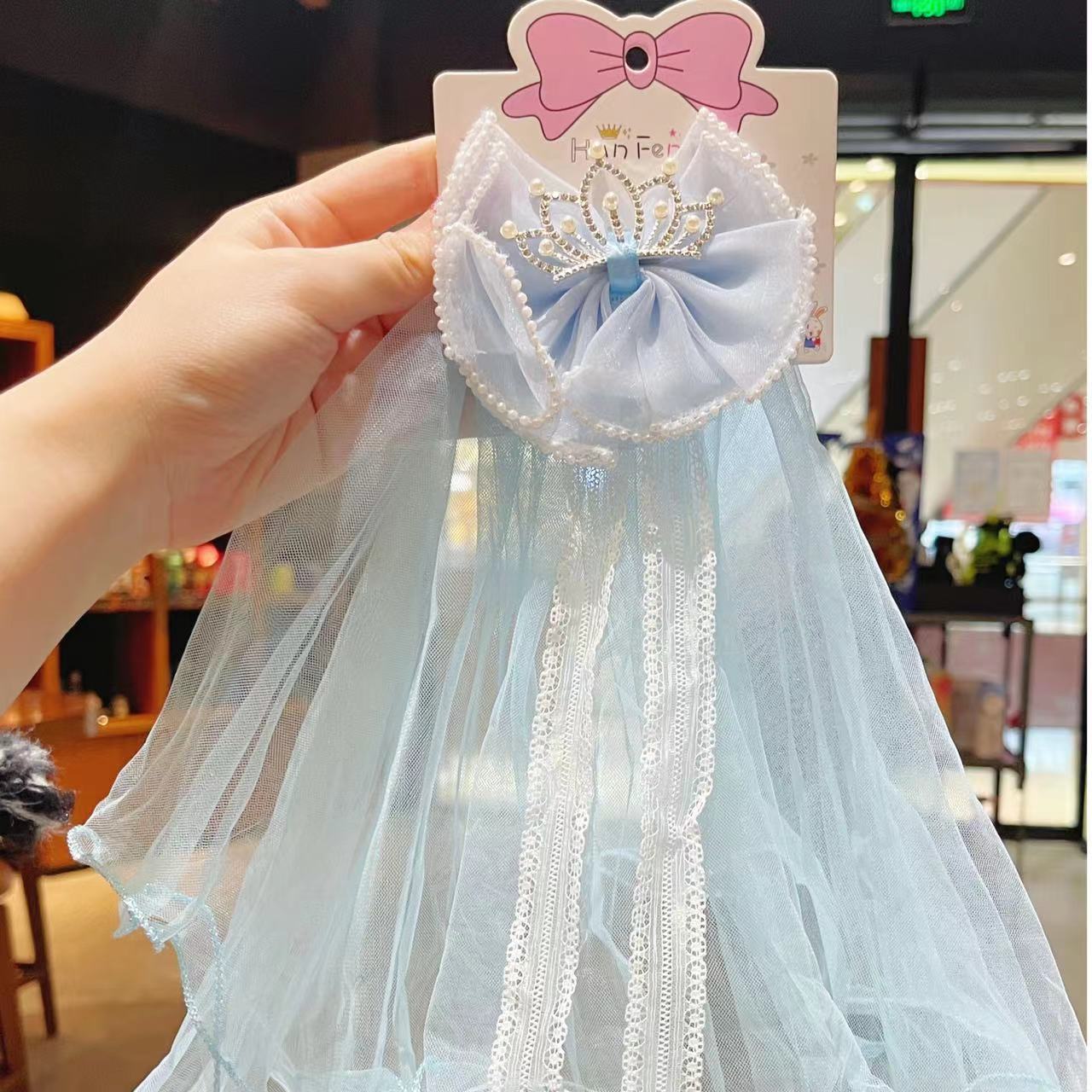 Pearl Crown Batch Yarn Hairpin 2022 New Daily Children's Hair Accessories Cute Cartoon Lace Baby Hair Accessories Specification drawing