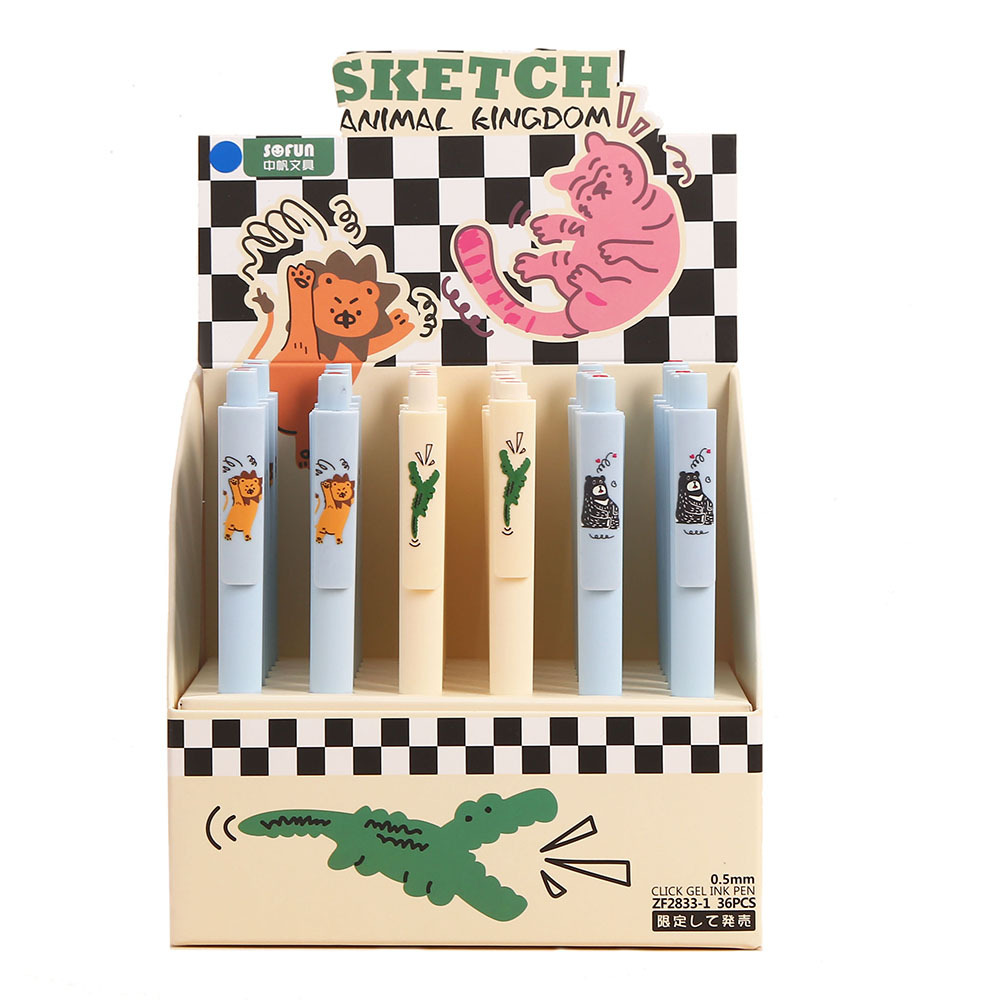 Zhongfan ZF2833 Dinosaur Cartoon Press 0.7mm signature Pen, large-capacity student writing and office pen Item Picture