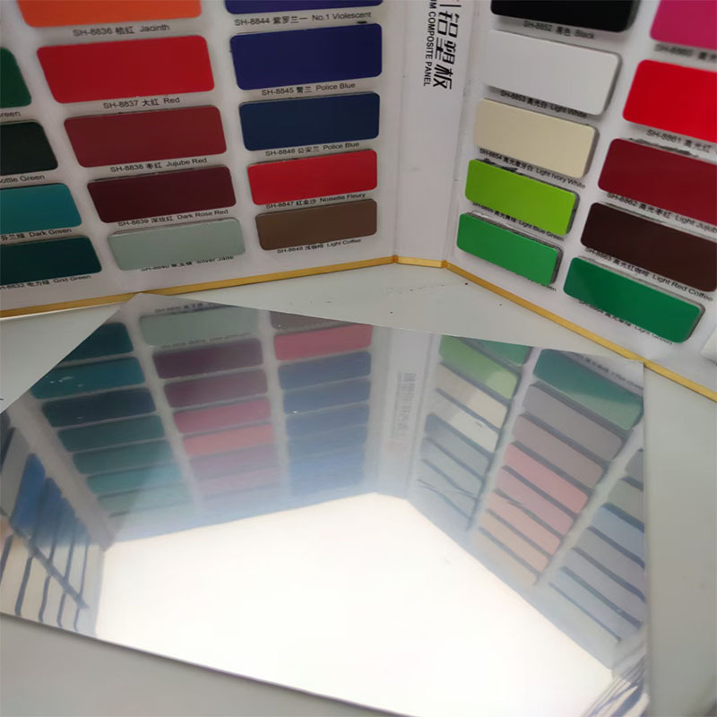 银镜面铝塑板铝塑板收费站镜面墙吊顶墙裙卫生间装饰板材图