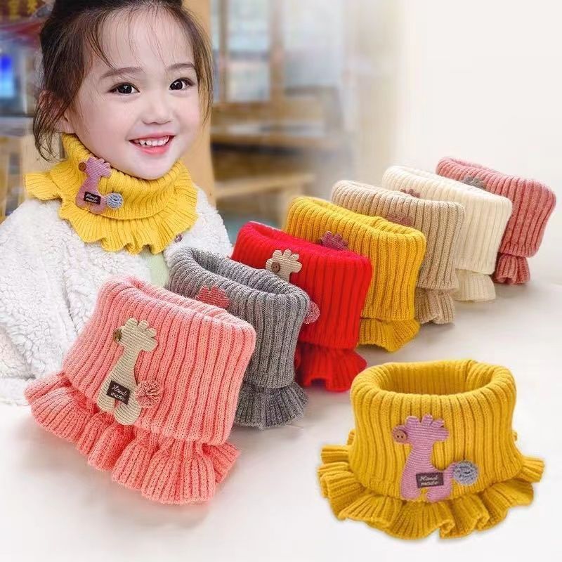 Children's Bib Baby Bib Neck Collar Winter Knitted Warm Scarf For Men And Women Children Cartoon Lace Neck Set
