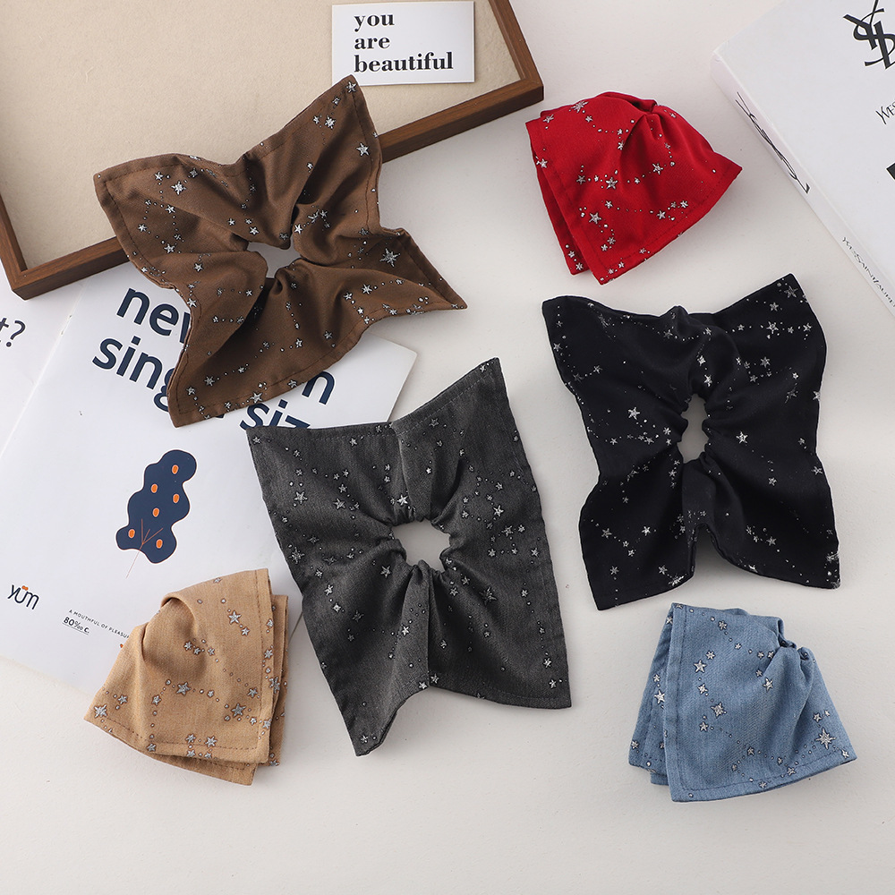 Korean-style starry sky hair band with a high-end feel, solid color satin square scarf headband hair accessory, ins style large colon hair band hair accessory