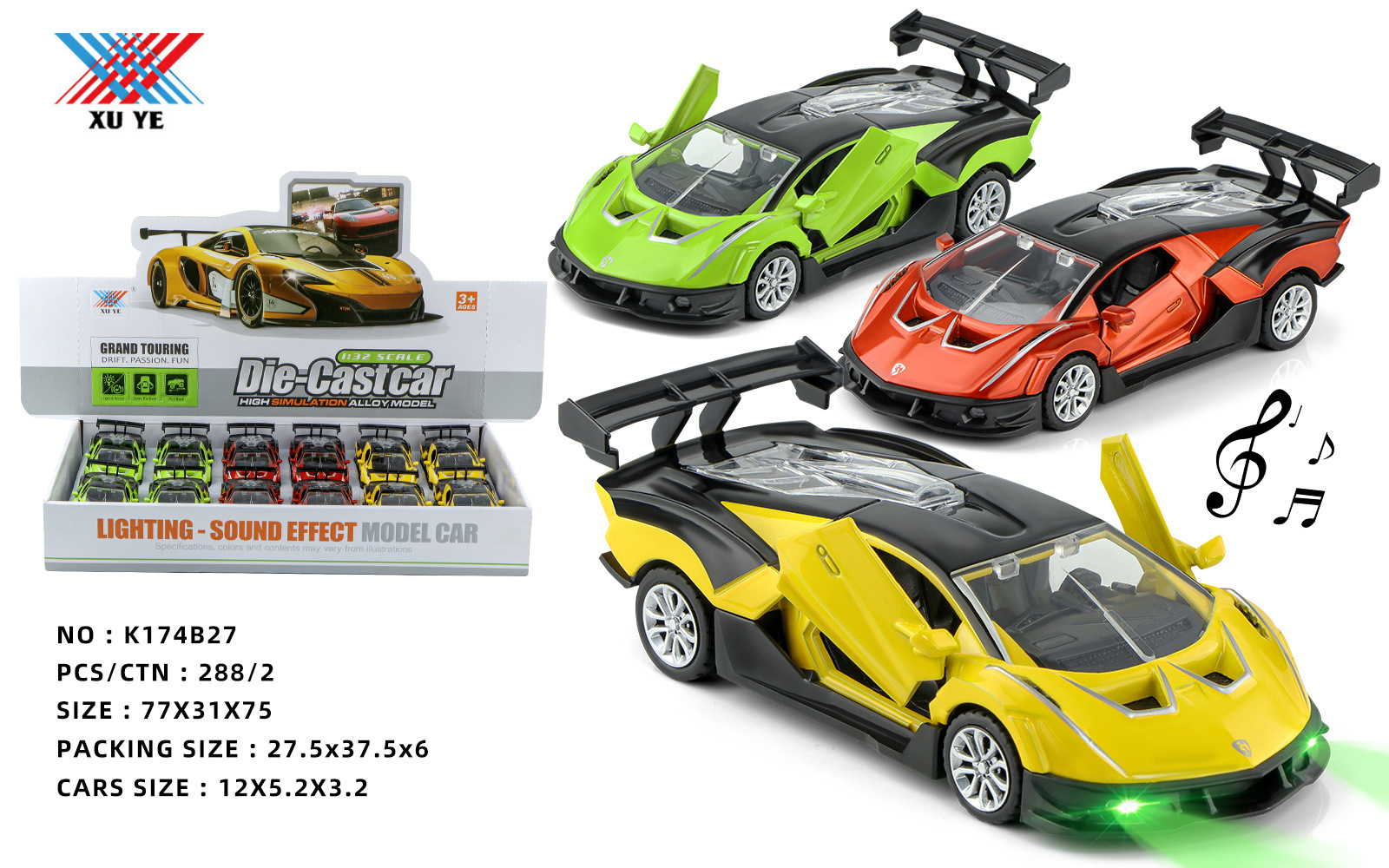 1:32 Alloy Car Multiple Models Open Scissor Door Return Light Music Boy Car Collection Gift Item Picture