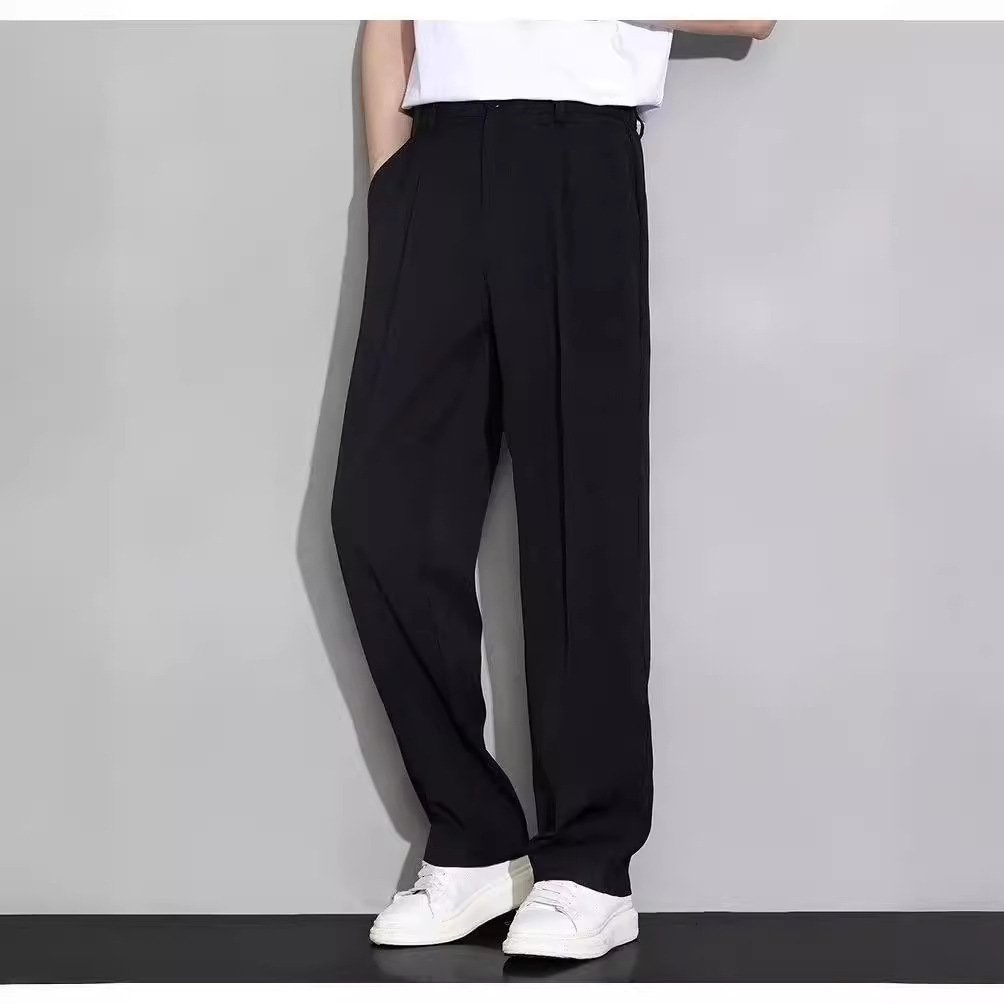 Summer thin, fashionable, simple and versatile straight-leg trousers for men, loose, comfortable, breathable and with a drape Specification image