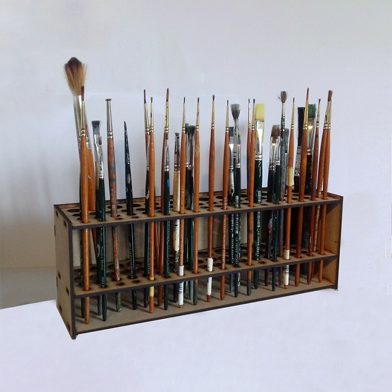Cross-Border New Brush Holder 67 Pen Storage Stand Wall Mounted Removable Wooden Crafts Decoration Household Items details Picture