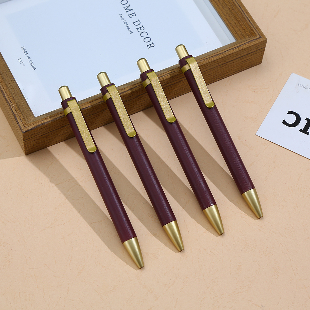 Customized LOGO metal press gel pen, simple advertising gift pen, oil pen for office and business stationery