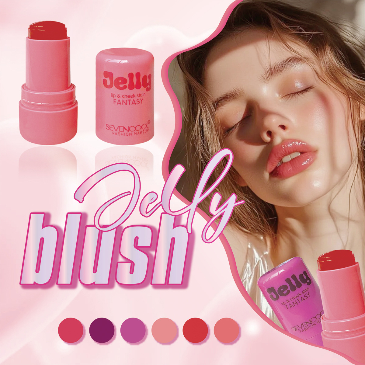 SEVENCOOL Jelly Blush Stick for lazy people: Long-lasting, natural, even skin tone, brightening and brightening, dual-purpose lip and cheek blush details Picture