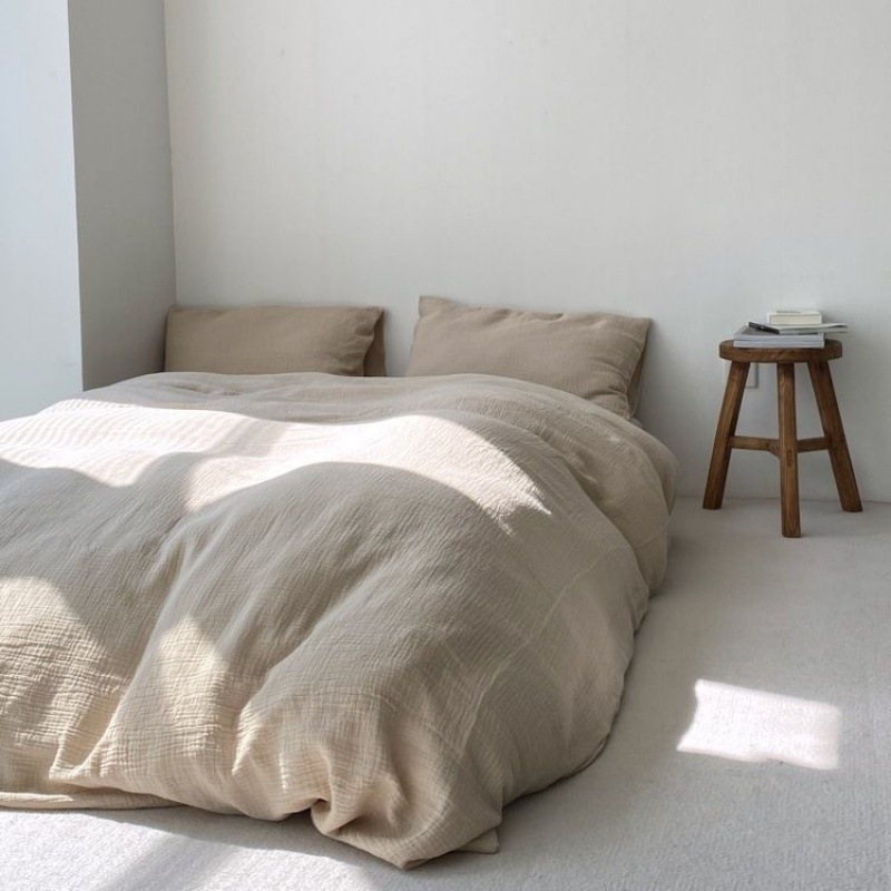 Air New Plain Bed 4-Piece Washable Cotton Solid Color Bed Sheet 3-Piece Bedding 4 Specification drawing